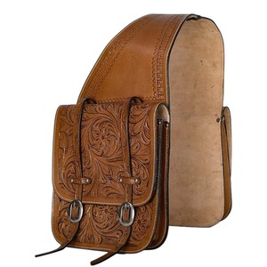 Bolsas de Cuero Repujado con Diseño Floral para Sillín de Montura Occidental, Hechas a Mano, para Equitación de Sendero y Uso en Rancho - Product Image 1