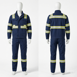 Premium 240 GSM Cotton Polyester Twill Waterproof Hi Visibility CE Certified <b>Safety</b> Uniform Navy Workwear Reflective <b>Tape</b> - Product Image 6