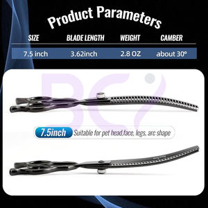 Ciseaux à effiler les cheveux de 7,5 pouces, couleur noir brillant, bonne qualité, service OEM ODM, durables, meilleur fournisseur, impression de logo personnalisée - Product Image 4