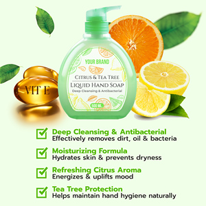 Private Label Refreshing Citrus Liquid <b>Hand</b> Soap Tea Tree <b>Aloe</b> Vera Glycerin Coconut Surfactants Hydrating <b>Gel</b> Gentle on Skin - Product Image 2