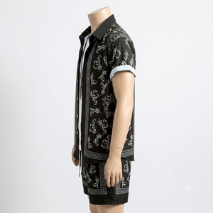 2026Micah Corporation Mens Summer Print Shirt and Shorts <b>Set</b>, Streetwear Two-Piece Outfits Short Sleeve Button Down Matching <b>Set</b> - Product Image 6