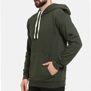 Sweat-shirt à capuche zippé vert olive pour homme avec poche avant, coupe classique, respirant, décontracté, en coton pour l'hiver - Product Image 4
