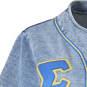 เสื้อเบสบอลสีฟ้าอ่อน SGRho แขนสั้น ติดกระดุมด้านหน้า ปักลายตัวอักษรกรีก  สำหรับชมรม  ลำลอง  สไตล์วาร์ซิตี้  สำหรับเล่นกีฬา - Product Image 5