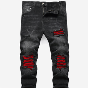 <b>Mens</b> Classic Zipper Biker Regular Fit Flex Jeans Stylish <b>Stretch</b> Denim Pants for Everyday Comfort - Product Image 1