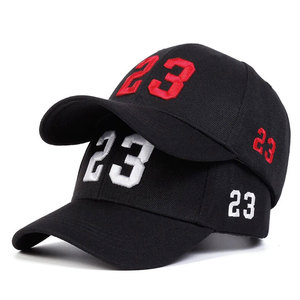 Casquette de baseball 6 panneaux noire Econex Sports avec broderie 3D blanche 23, ajustable, unisexe, en sergé, décontractée, respirante, imperméable, 100 % coton - Product Image 4