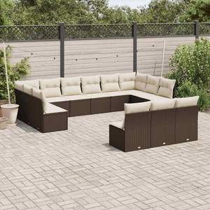 Grand ensemble de canapés de jardin en rotin PE brun avec structure en acier thermolaqué – Mobilier d'extérieur haut de gamme - Product Image 1