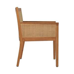 Sillón de comedor de madera de teca de alta calidad con asiento tejido natural, duradero para proyectos de mobiliario para restaurantes, cafeterías y hoteles, y venta al por menor. - Product Image 6