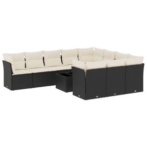 Grand ensemble de canapés de jardin en rotin PE noir résistant aux UV, ensembles de jardin d'extérieur - Product Image 2