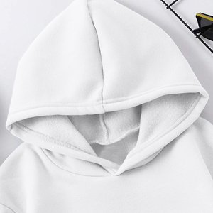 Unisex White Custom Printed Hooded <b>Sweatshirt</b> <b>Heart</b> Print Oversized Casual Pocket Hoodie Regular Fit 100% Polyester Autumn Wear - Product Image 4