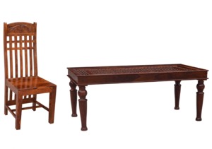 Table à manger en teck massif de haute qualité, moderne, luxueuse, royale, écologique, durable, avec 6 chaises, pour la maison ou les restaurants, facile à assembler - Product Image 6