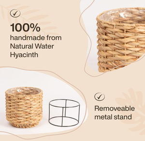 Pots de rangement au sol en jacinthe d'eau de style rétro, fabriqués au Vietnam, avec poignées, tissés à la main, écologiques - Product Image 4