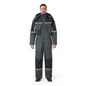 Men Waterproof Windproof Reflective Work Coverall High Visibility <b>Winter</b> Protection Abrasion Resistant Polyester Uniform - Product Image 1