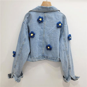 Women's Clothing Style New Fashion Custom Fashion Ladies Denim Jacket Women Vintage Denim Trucker Jacket Denim - Product Image 4