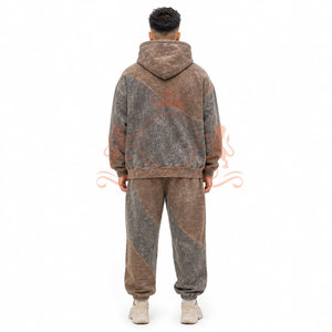 Ensemble de pantalon et sweat à capuche délavé style streetwear confortable en coton doux, tenue assortie pour un style de vie actif au quotidien - Product Image 4