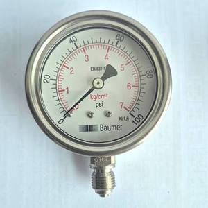 Manómetro Baumer AVF2, Lleno de Glicerina, Acero Inoxidable 316, Esfera de 63 mm, 0-15 Psi, 1/4 NPT, ASME B40.1, IP67, Lleno de Líquido, Vibrati - Product Image 1