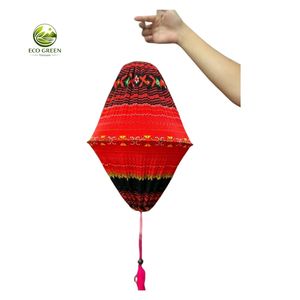 Boho Ethnic Brocade Hanging Lantern Handmade Northwest Vietnam Traditional Fabric Decoration for Hotels Restaurants - Product Image 2