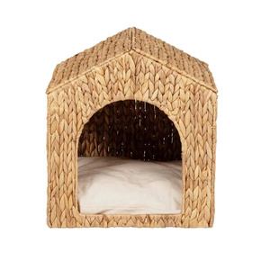 Maison pour animaux en jacinthe d'eau, lit pour chat et chien en osier, cage en forme de maison, mobilier pour animaux en fibres naturelles fait main, lit d'intérieur pour animaux - Product Image 6