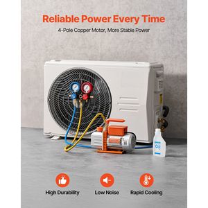 Pompa per vuoto HVAC a palette rotative monostadio 4.5 CFM 1/3 HP, kit manometri AC, set manometri per pompa per vuoto AC per R134a R22 - Product Image 3