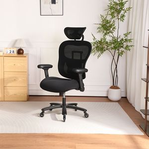 Chaise de bureau ergonomique grande taille avec dossier réglable en hauteur, appui-tête inclinable, soutien lombaire adaptatif, en maille respirante, idéale pour le gaming et offrant un confort optimal - Product Image 4