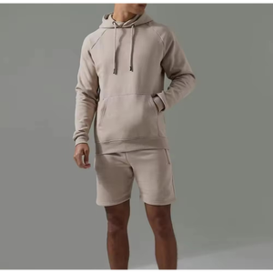 <b>Men's</b> Winter <b>Short</b> Windbreaker <b>Jacket</b> Set with Hoodies 100% Cotton Front Logo Plus Size OEM Service Factory Wholesale Price - Product Image 1