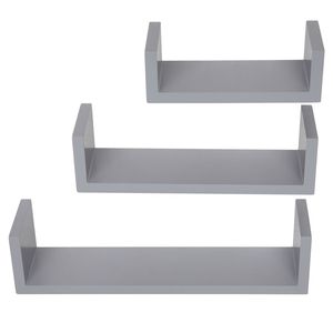Set of 3 Gray <b>Floating</b> Display Shelves Ledge Bookshelf with Wall Mount Storage Decorative Storage Solution - Product Image 3