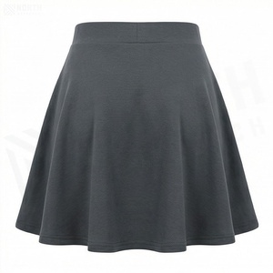 Jupe courte trapèze pour femme, couleur unie, taille élastique, confortable, en tissu spandex et polyester, pour toutes les saisons - Product Image 2