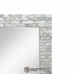 Espejo de Pared Redondo de Lujo con Incrustaciones de Madreperla, Hecho a Mano, con Marco Gris, Diseño Art Deco, Decoración Ecológica para Bodas - Product Image 2