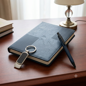 Carnet de notes Aurelux en similicuir A5 multicolore, relié, 192 pages, avec stylo et porte-clés, pour usage professionnel, logo personnalisé - Product Image 3