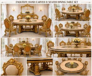 Exquisite Hand-Carved 8-Seater <b>Dining</b> <b>Table</b> Set Victorian Palace <b>Dining</b> <b>Table</b> Set for Luxury Bespoke Palace <b>Dining</b> <b>Table</b> Set - Product Image 3