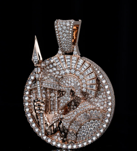 Rose Gold & Rhodium Plated 925 <b>Silver</b> Hip Hop Moissanite <b>Pendant</b> Necklace Round Iced Out Figure Charm <b>for</b> <b>Men</b> Party Jewelry - Product Image 1