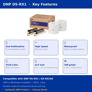 Papier photo brillant/lustré DNP DS-RX1HS 5x7, 700 impressions (350/rouleau), 2 rouleaux, kit de ruban de sublimation par transfert thermique, photomaton, kiosque, 5,5 kg - Product Image 2