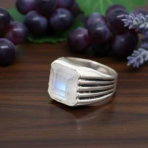 Rainbow Moonstone <b>Ring</b> 925 Sterling Silver Mens Handmade Gemstone Jewelry Statement <b>Ring</b> Gift For Him - Product Image 3