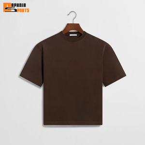 High Quality Wholesale <b>Men</b> 100% Cotton Knitted Boxy Fit Drop-Shoulder Cropped T-Shirt Streetwear Regular Fit Customizable - Product Image 1