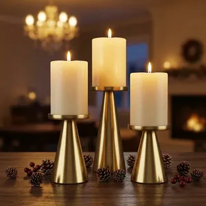 Portavelas de metal para decoración del hogar, soporte para 3 velas, para mesa de comedor, restaurante, portavelas de pilar para sala de estar, boda - Product Image 3