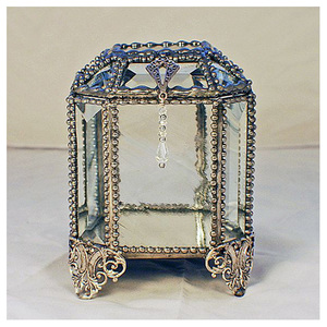 Boîtes à bijoux modernes en verre biseauté en laiton, finition laiton antique artisanale |   Boîte de rangement décorative de luxe pour bibelots, couleurs et tailles personnalisées - Product Image 4