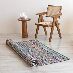 Alfombra de Tela Trenzada Chindi Multicolor 2026, Estilo Boho, Rústico, Tejida a Mano, Reversible, de Algodón Natural Reciclado - Product Image 6