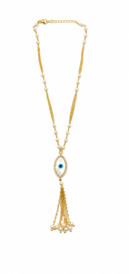 Collar Personalizado con Baño de Rodio, Colgante Marquise con Halo de Circonitas, Cadena con Borla de Perlas de Agua Dulce, Joyería Fina, Regalo para Mujer, Lariat - Product Image 2