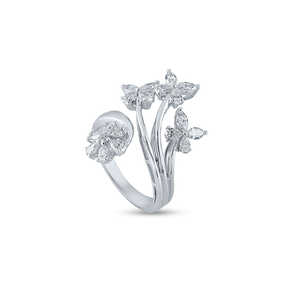 Floral & <b>Petal</b> Cluster Diamond Cocktail & Statement Ring - Product Image 3
