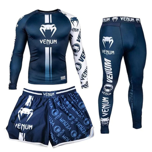 Jiu Jitsu Rashguard MMA T-<b>shirt</b> + Pants Unisex 3PCS/Set Brazilian Grappling BJJ <b>Boxing</b> Sport Clothing Gym Shorts Front Quick Dry - Product Image 6