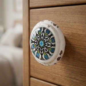 Metal Crystal Furniture Handles Cabinet Knobs Modern Design Eco-Friendly Easy Installation Multi-Function <b>White</b> Blue Green - Product Image 1