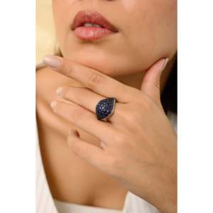 18K Gold Oval Sapphire Diamond Eternity <b>Dome</b> <b>Ring</b> - Product Image 5
