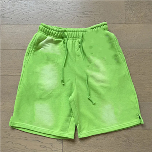 350G Spray Bleach Washed French Terry Sweat Shorts Elastic <b>Drawstring</b> Customizable Casual Shorts - Product Image 4