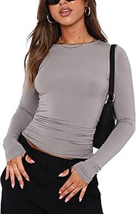 Camiseta corta de seda de leche para mujer, estilo dulce, cuello redondo, ajuste ceñido, manga corta, color liso, ideal para el verano. - Product Image 3