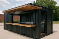 Conception de maison conteneur modifiée pour usage bureautique/commercial, petit magasin en acier pour usage commercial, magasin d'angle
