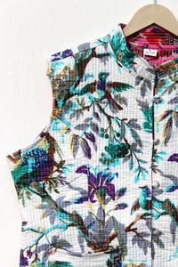 Cotton Quilted Jacket Women Wear Front Open Kimono Stripe Piping Hand Made Beige <b>Vintage</b> Quilted Jacket for Women - Product Image 5