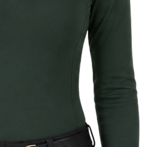 Chemise de base pour l'équitation pour femme, vert forêt, manches longues, col zippé, extensible, respirante, haute performance - Product Image 5