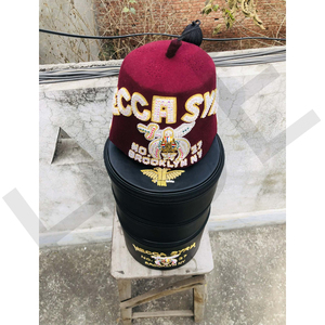 Chapeau Fez Maçonnique Vintage SHRINE Egypt Drum Corp en Feutre avec Strass – Casquette Franc-Maçon HSE - Product Image 6