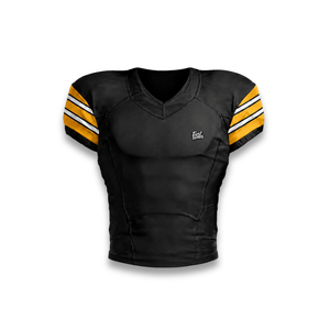 Custom Men's American Football Jersey Set Black Yellow V-Neck Short Sleeve <b>Moisture</b> Wicking Fitted Sport Apparel - Product Image 6