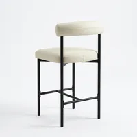 Tabouret de bar moderne, durable et léger en cuir, avec structure en métal noir, chaise de comptoir rembourrée pour cuisine, café, restaurant, bar à domicile