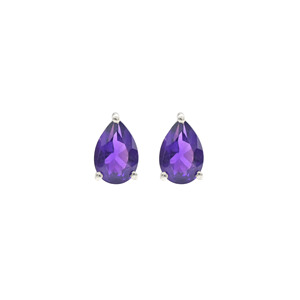 925 Sterling <b>Silver</b> Amethyst Gemstone <b>Stud</b> <b>Earrings</b> for Her 6X4MM Pear Cut Gemstone <b>Earrings</b> Perfect Gift Minimal <b>Silver</b> Jewelry - Product Image 1
